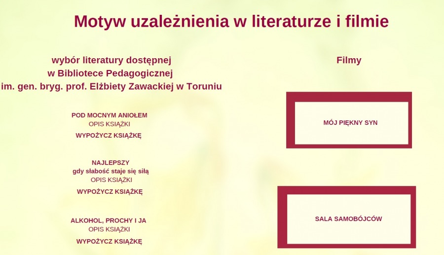 Motyw Cierpienia W Literaturze Rozprawka Motyw uzależnienia w literaturze i filmie - Biblioteka Pedagogiczna w