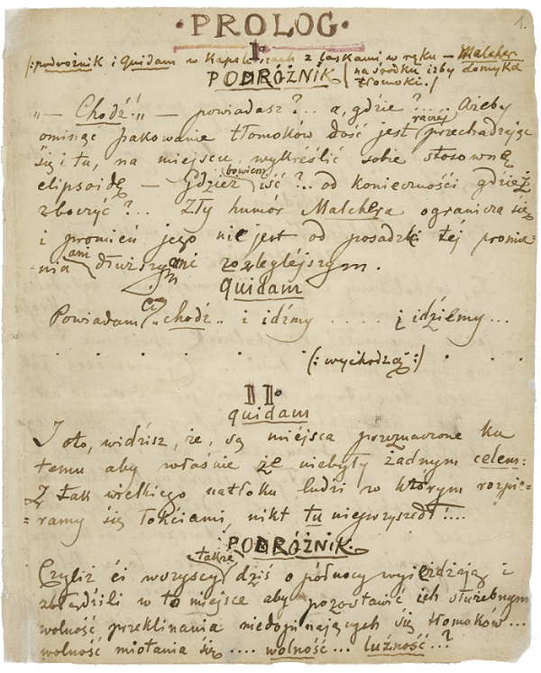 Rękopis dramatu „Za kulisami : (fantazja)”, napisanego przez Norwida między 1865 a 1869 rokiem.