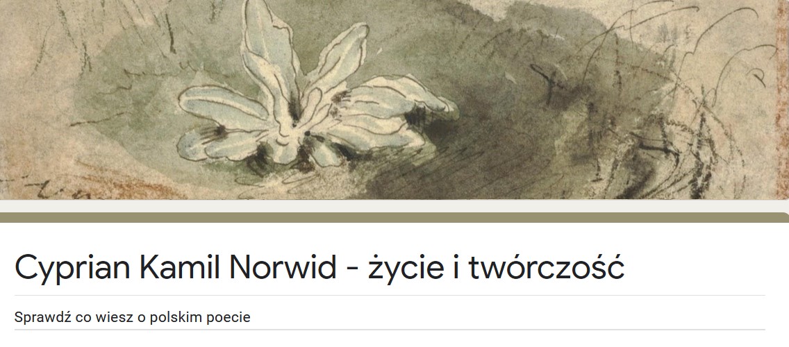 Szkic ołówkiem i pastelami. Rysunek kwiata na zielonym tle.