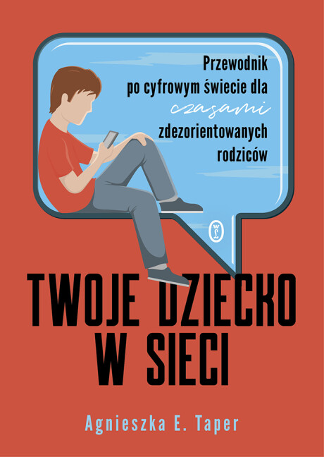 Okładka książki: Grafika chłopca patrzącego w telefon